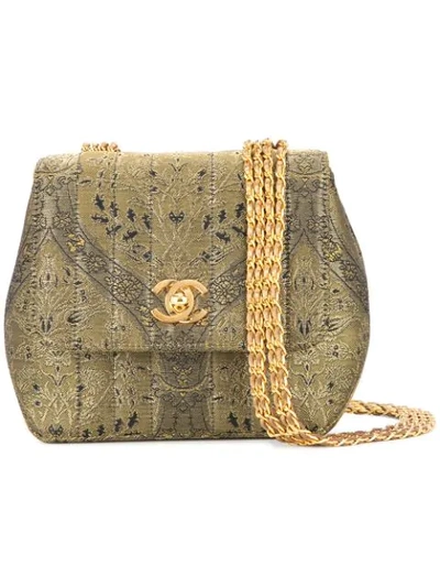 Pre-owned Chanel 1994-1996  Nishijin-ori Cain Shoulder Bag In Metallic