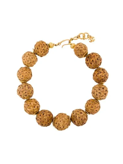 Pre-owned Chanel 1999 Spheres Short Necklace In Neutrals