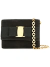 Pre-owned Ferragamo Vara Bow Chain Shoulder Bum Bag In Black