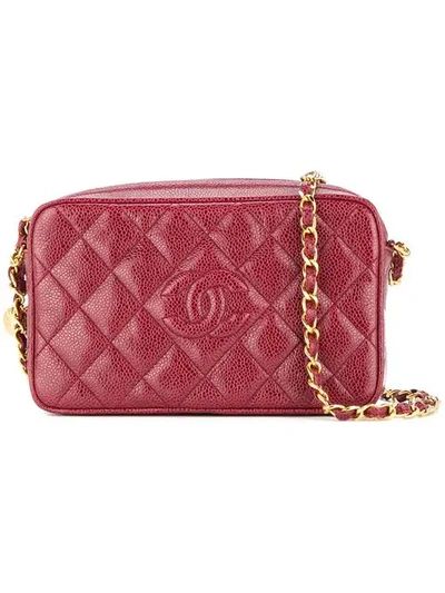 Pre-owned Chanel 1994-1996  Quilted Chain Shoulder Bag In Red