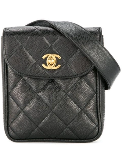Pre-owned Chanel 1994-1996  Quilted Waist Bum Bag In Black