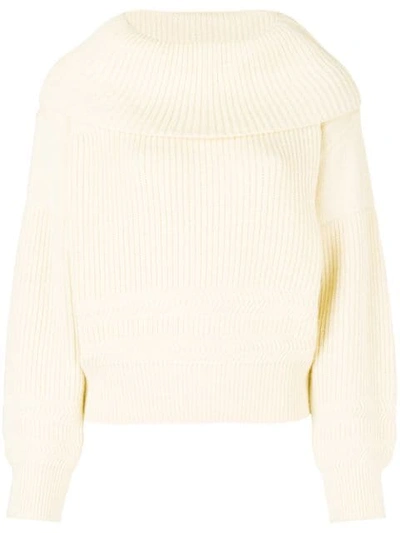 Pre-owned Issey Miyake 80's Cowl Neck Jumper In White