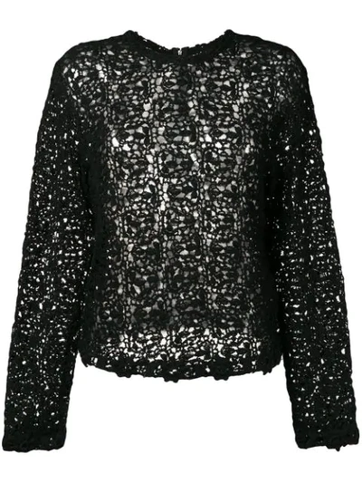 Pre-owned Comme Des Garçons Crochet Long Sleeved Blouse In Black