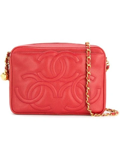Pre-owned Chanel 1994-1996  Triple Cc Chain Shoulder Bag In Red