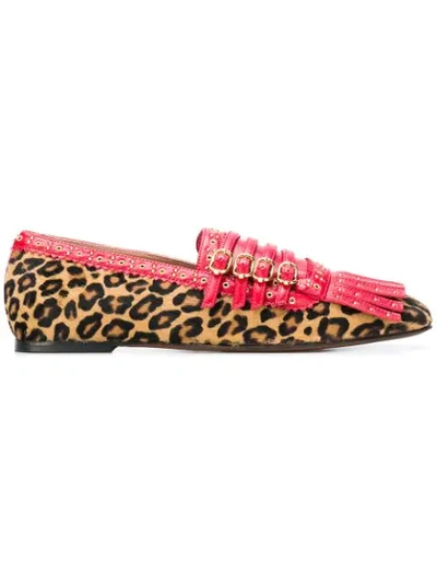 L'autre Chose Leopard Print Loafers - Red