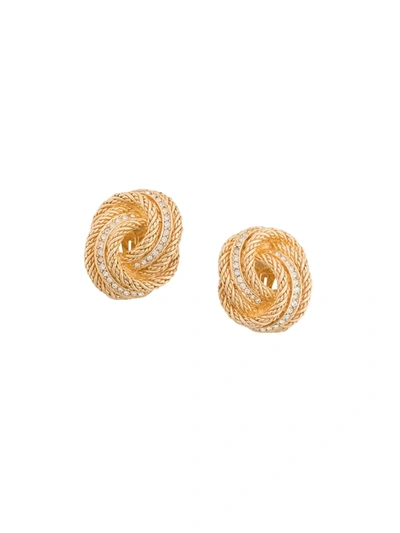 Pre-owned Dior 1970s  Knot Clip-on Earrings In Gold