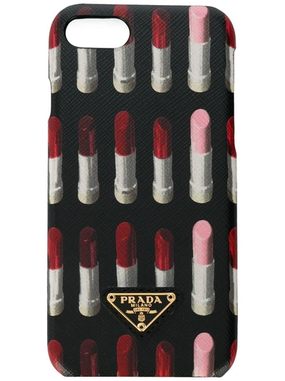 Prada Lipstick Print Iphone 8 Case - Black
