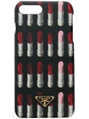 Prada Lipstick Print Iphone 7 Plus Case - Black