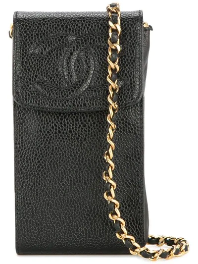 Pre-owned Chanel 1996-1997 Chain Shoulder Bag Phone Case In Black