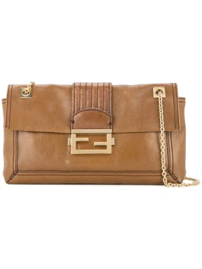 Fendi Vintage  Logos Chain Shoulder Bag - Brown