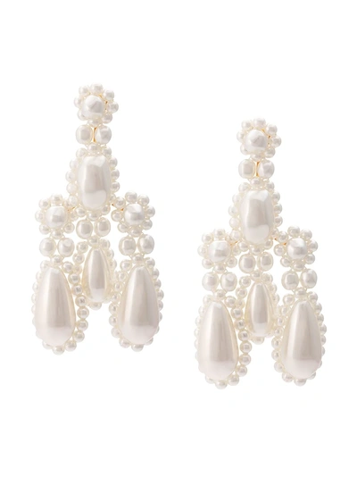 Simone Rocha Faux-pearl And Metal Chandelier Earrings In White