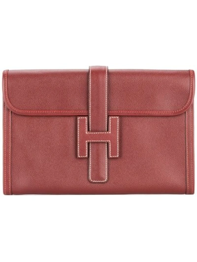 Pre-owned Hermes Hermès Vintage Jige Pm Clutch - Red