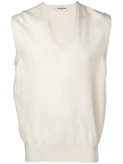 Saint Laurent Yves  Vintage 1970's V-neck Waistcoat - White