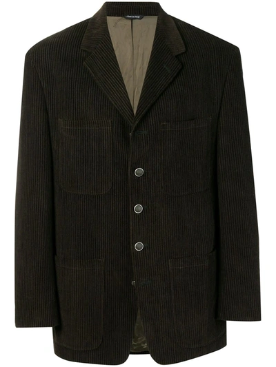 Pre-owned Versace 1970's Plaid Blazer In Brown