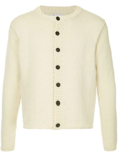 Bergfabel Cropped Chunky Knit Cardigan In White