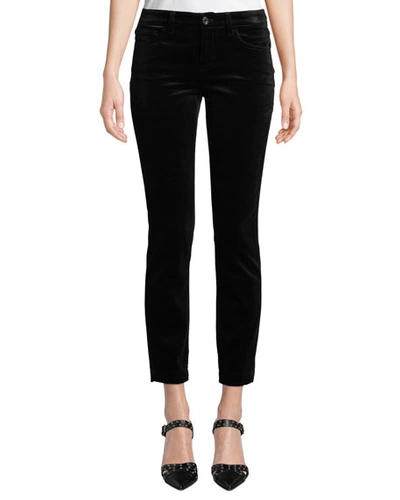 Dolce & Gabbana Pretty Fit Mid-rise Straight-leg Velvet Pants In Black