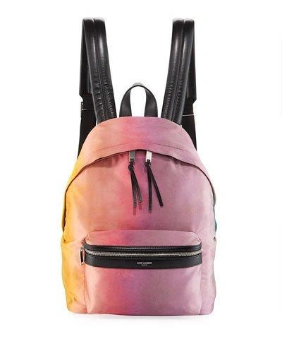 Saint Laurent Large Tie-dye Satin Backpack In Multi Pattern