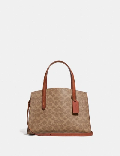 Coach Charlie Carryall 28 In Signature Canvas In Beige/brown In Brass/rust