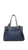 Tory Burch Fleming Small Tote Bag In Royal Navy