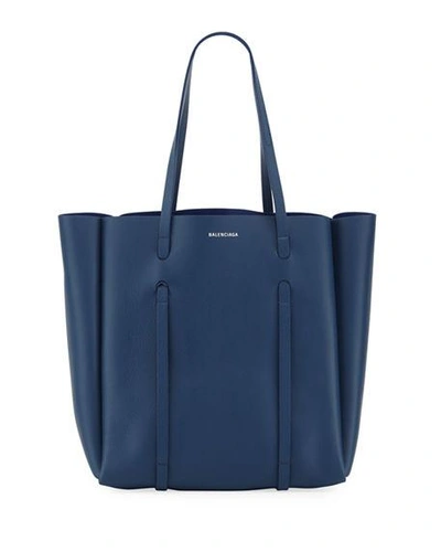 Balenciaga Everyday Small Reversible Leather Tote Bag In Blue Pattern