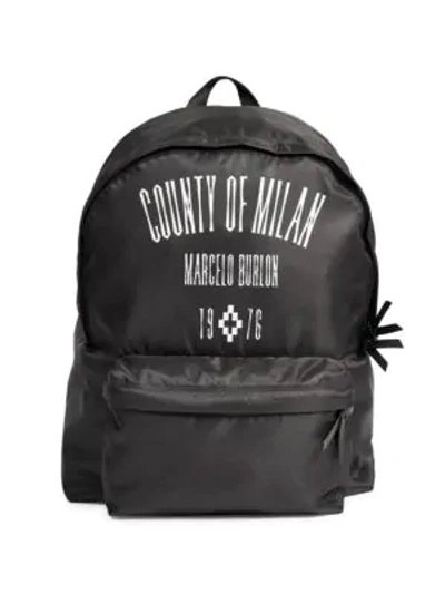 Marcelo Burlon County Of Milan Nylon Backpack In Black White