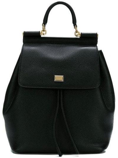 Dolce & Gabbana Black Sicily Leather Backpack