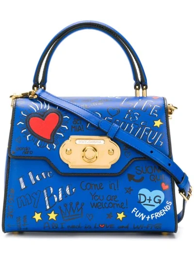 Dolce & Gabbana Welcome Tote Bag In Blue