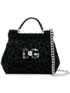 Dolce & Gabbana Sicily Leopard Print Handbag In Black