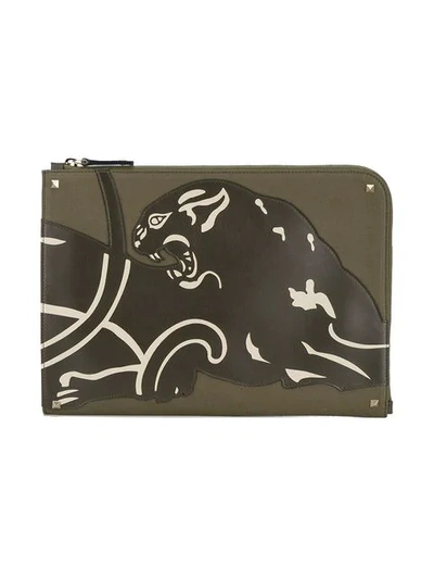 Valentino Garavani Green Panther Document Case