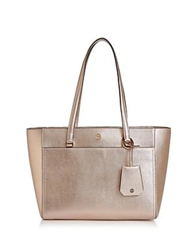 Tory Burch Small Robinson Leather Tote - Pink In Light Rose Gold