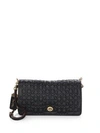 Coach Dinky Signature Leather Crossbody Bag In Black Marigold
