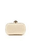 Bottega Veneta - Knot Satin And Watersnake Clutch - Womens - Beige