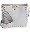 Valentino Garavani Rockstud Mini Hobo Crossbody Bag - Grey In Pastel Grey