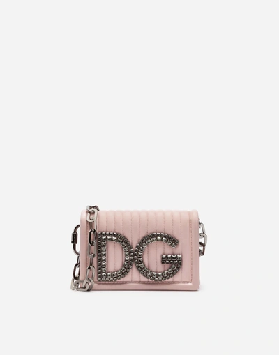 Dolce & Gabbana Dg Girls Shoulder Bag In Quilted Nappa Leather In Pink