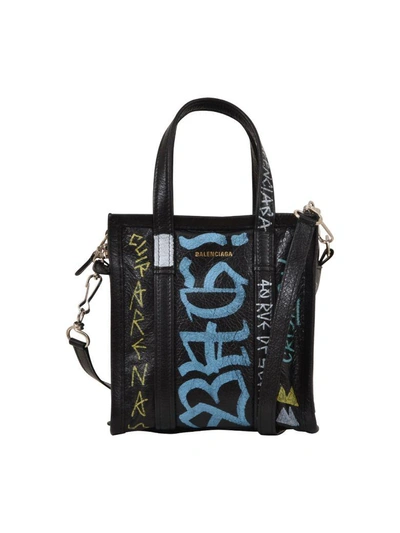 Balenciaga Xxs Bazar Graffiti Leather Bag In Black/multicolor