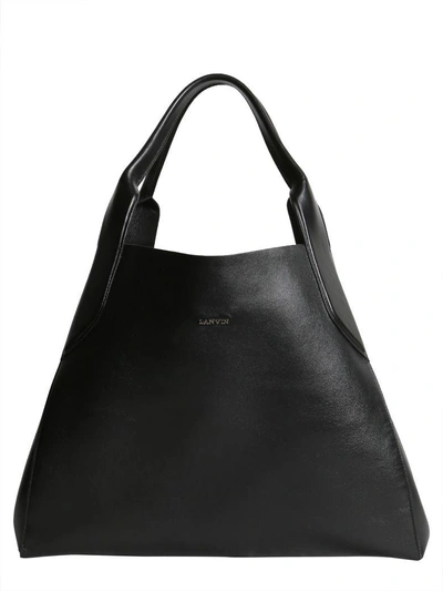 Lanvin Medium Leather Tote In Nero