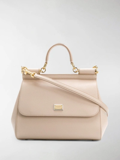 Dolce & Gabbana Sicily Small Pink Leather Top Handle Bag