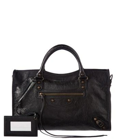 Balenciaga Classic City Leather Tote Bag With Logo Strap
