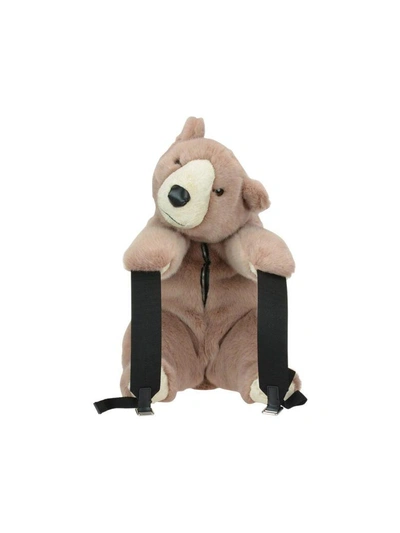 Dolce & Gabbana Eco Fur Bear Backpack In Rosa Antico