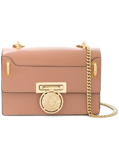 Balmain Glace Leather Box Shoulder Bag - Pink In Powderrosa