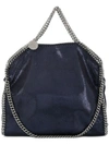 Stella Mccartney Falabella Fold Over Tote Ink Faux Leather Bag In Blue