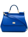 Dolce & Gabbana Small Sicily Leather Top Handle Bag In Blue