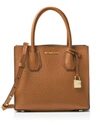 Michael Michael Kors Mercer Medium Leather Messenger In Acorn Brown/gold