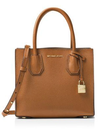 Michael Michael Kors Mercer Medium Leather Messenger In Acorn Brown/gold