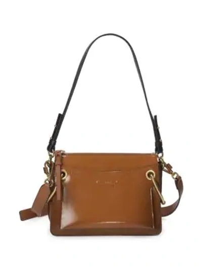 Chloé Mini Roy Leather Crossbody In Caramel