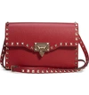 Valentino Garavani Medium Rockstud Leather Shoulder Bag - Red In Rubino
