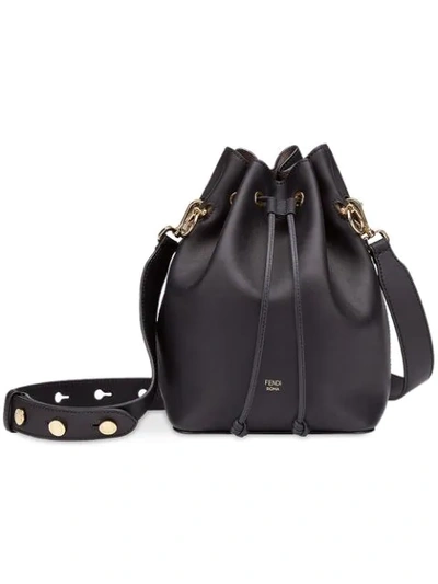 Fendi Mon Tresor Grande Calf Leather Bucket Bag In Black