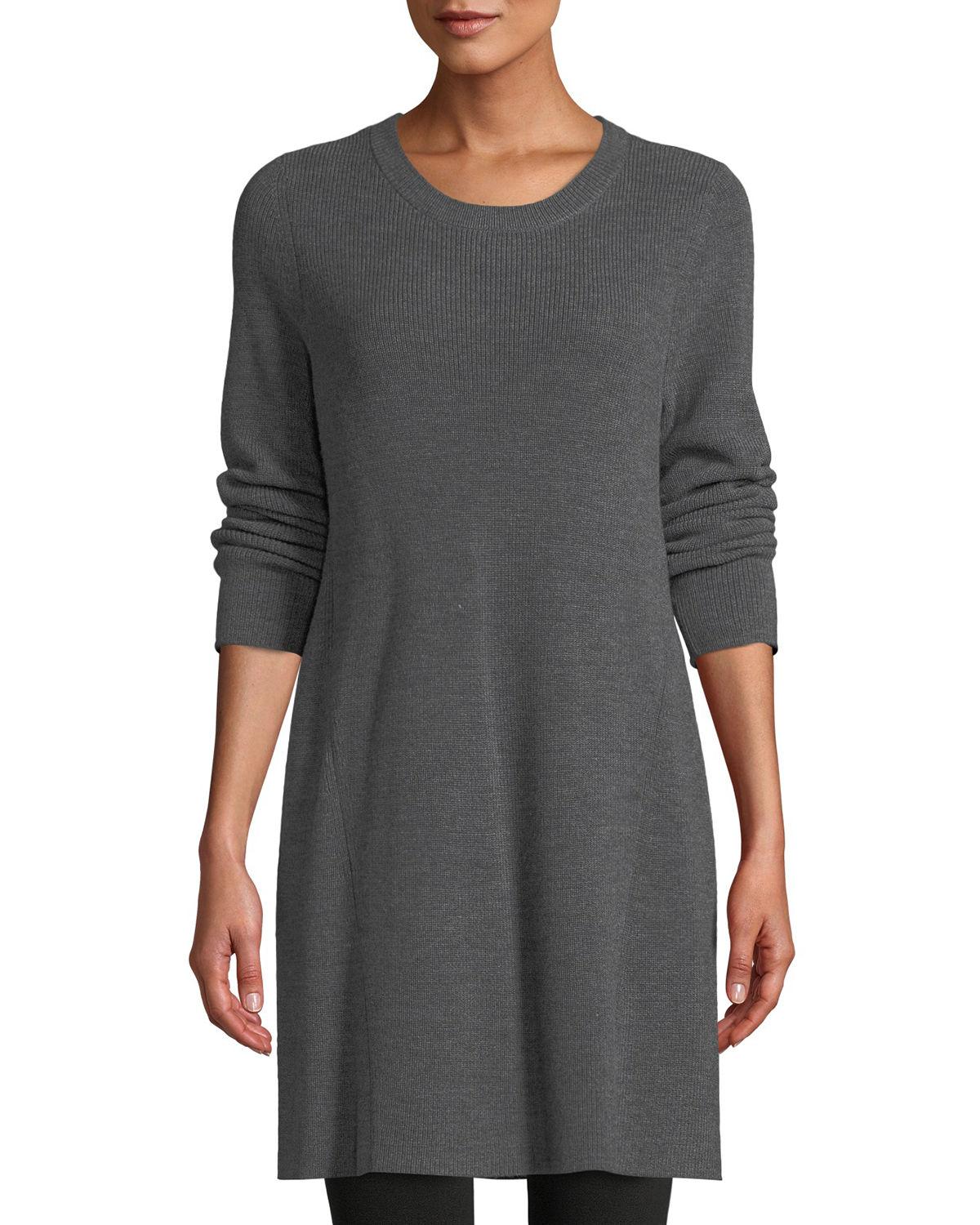Eileen Fisher Merino Wool Tunic Sweater, Plus Size In Ash | ModeSens