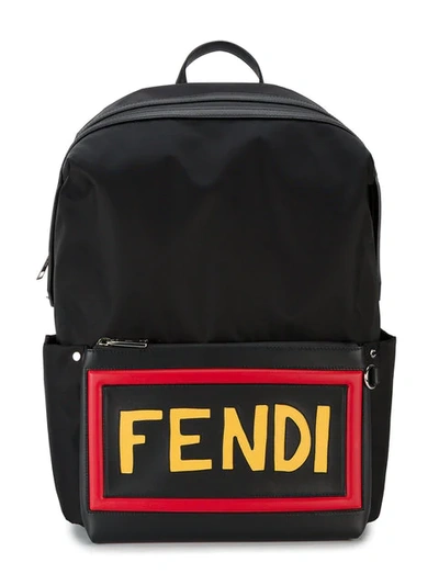Fendi Logo Backpack  In Black