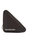 Balenciaga Triangle Pochette M Leather Clutch In Black